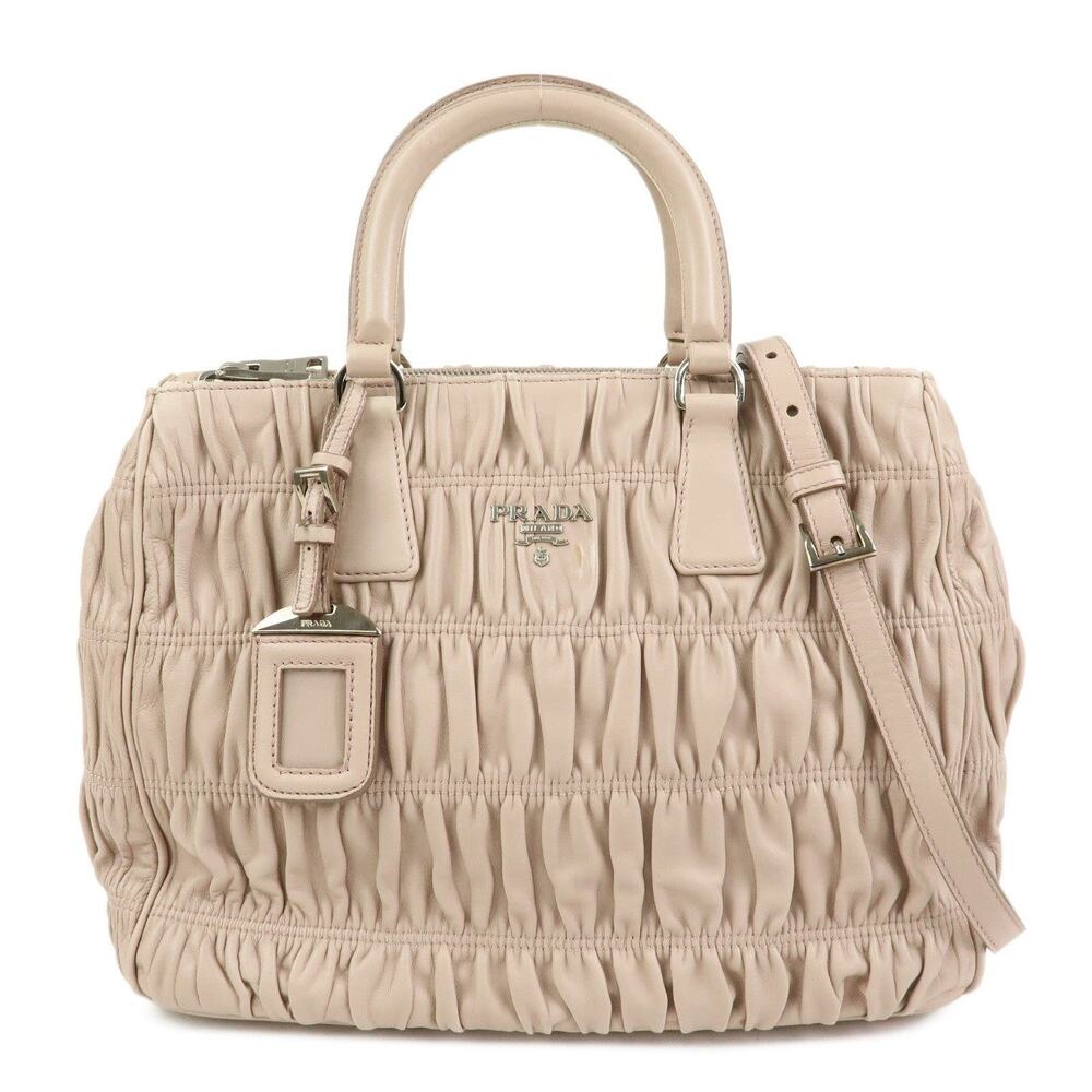 Prada Nappa Gaufre Handbag Beige Leather